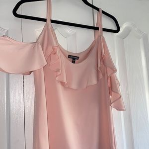 Express shoulder ruffle detail top in blush